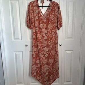 Burnt Orange Paisley Floral Dress